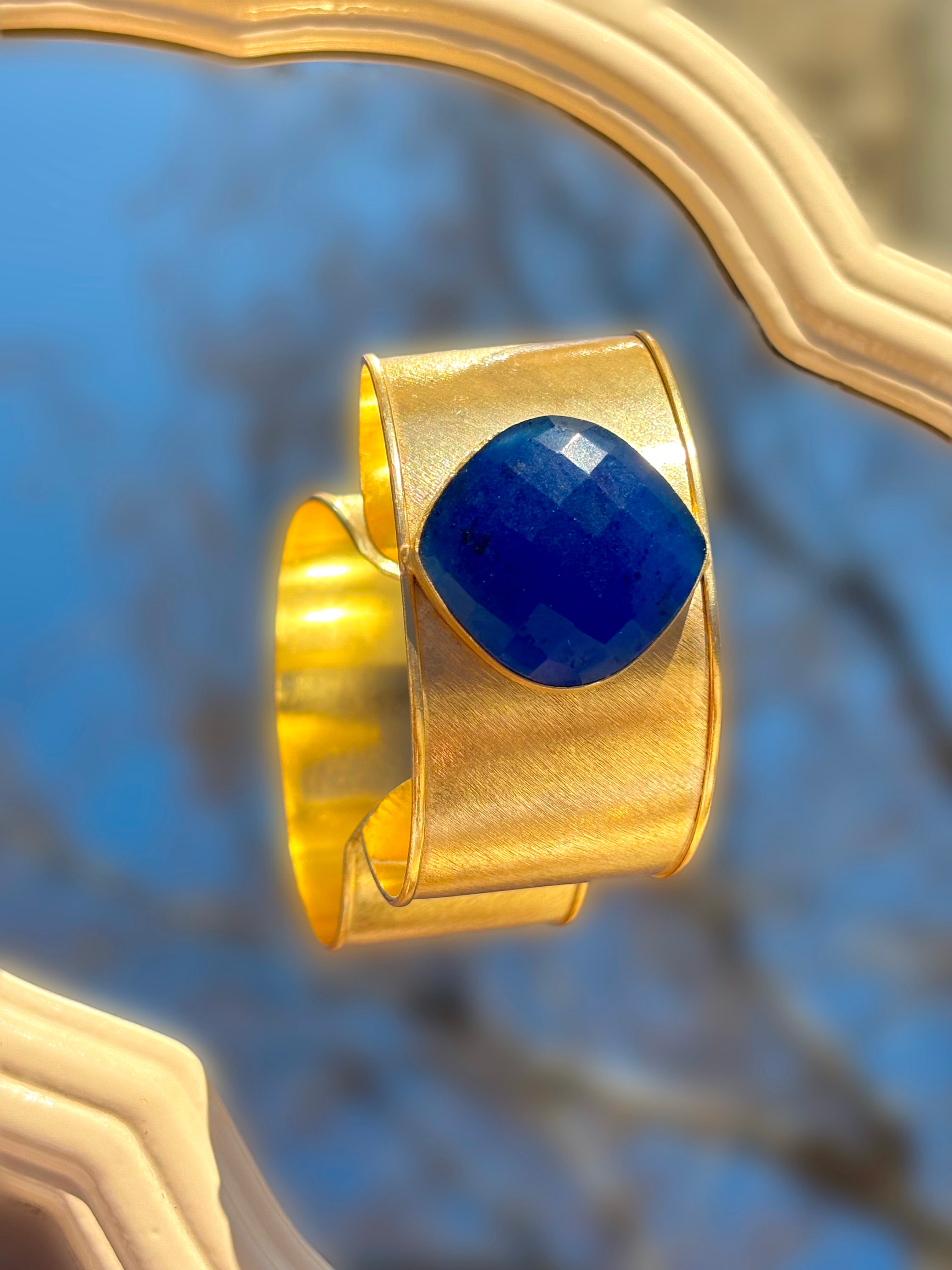 Jonc-or-laiton-bleu marine