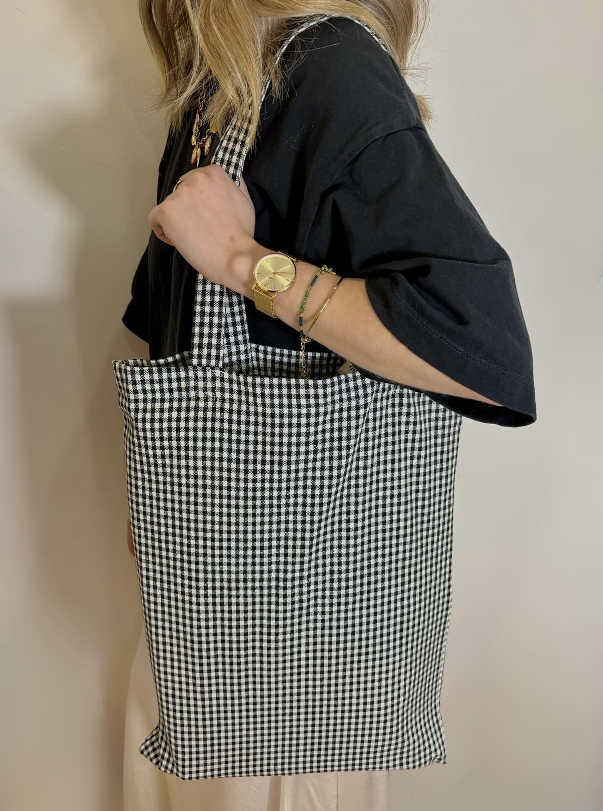 Cabas imprimé vichy rétro et tendance – accessoire de mode décontracté