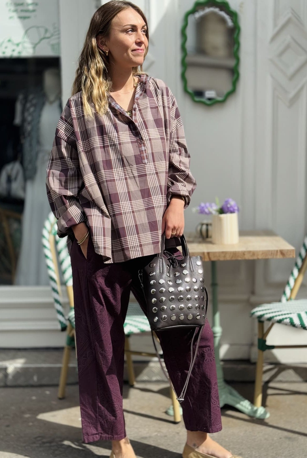 Chemise écossaise marron femme style bohème chic