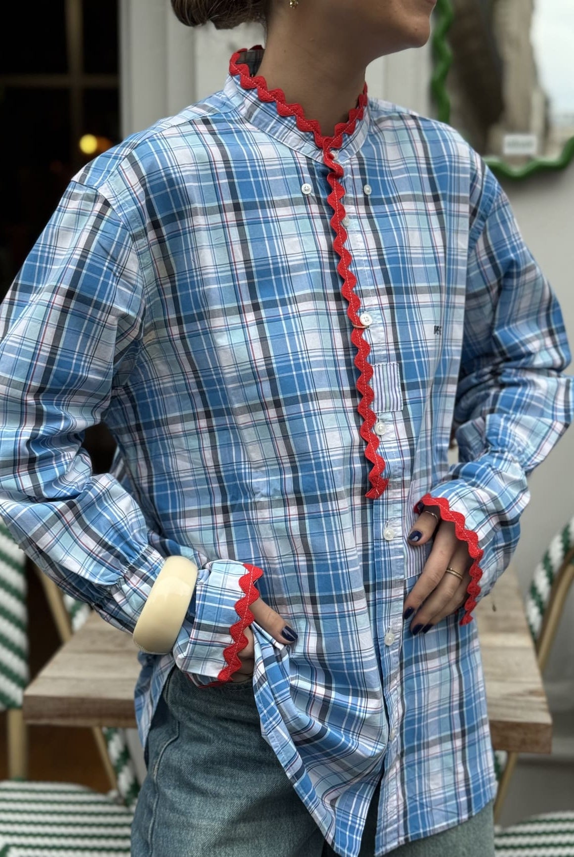 Chemise Ensemble Création écossais bleu – vue de face