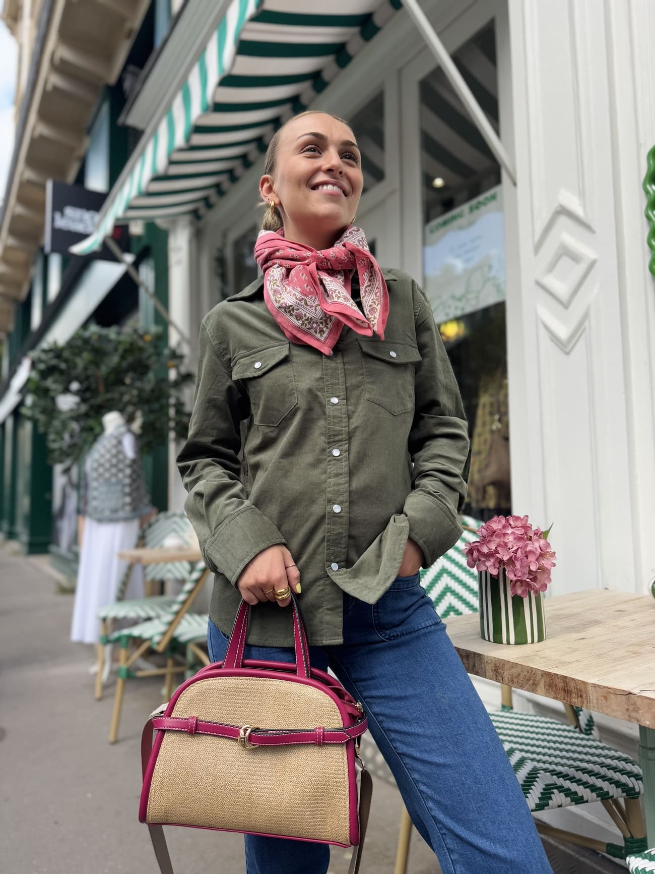 chemise velours vert de face