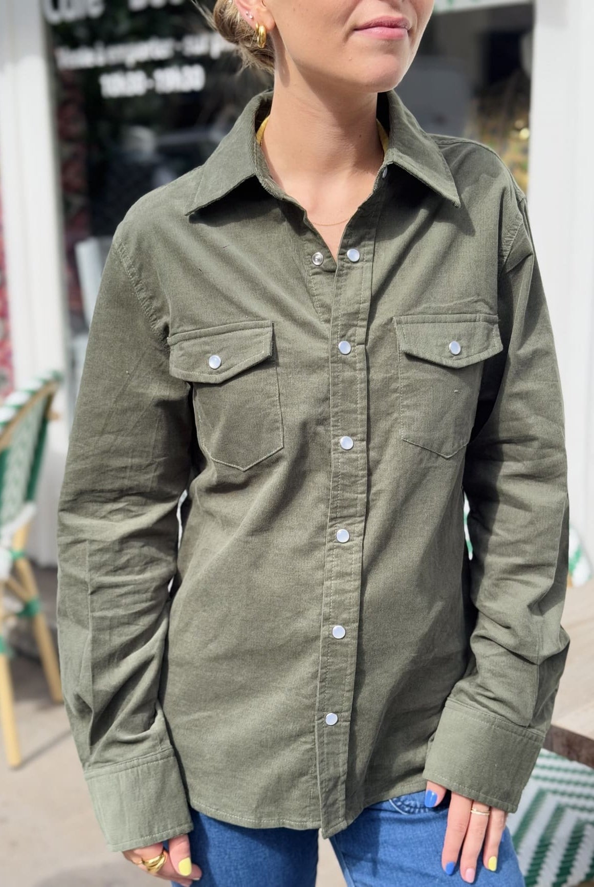 chemise velours vert vue de face