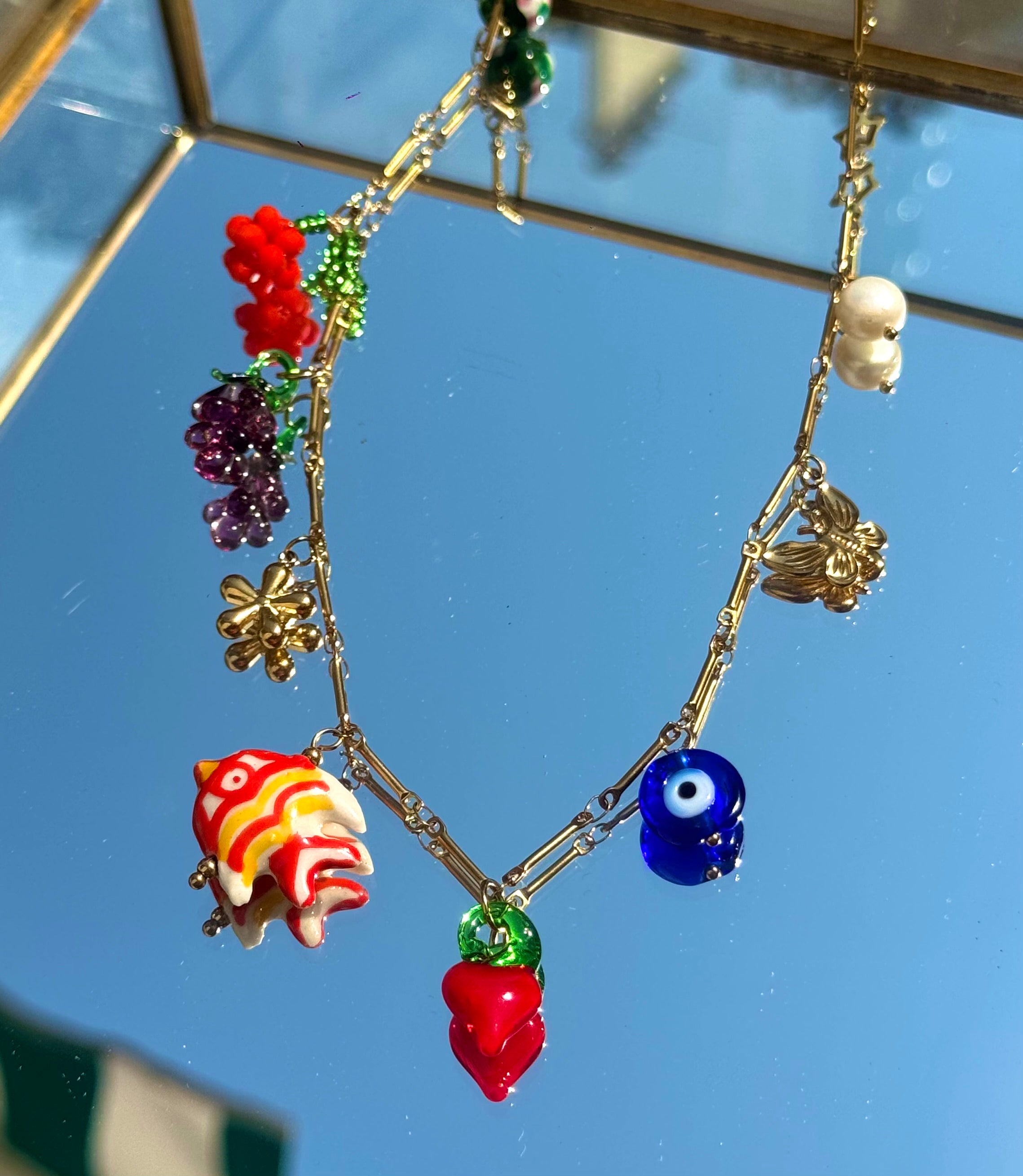 Collier doré à pampilles colorées – bijou femme en acier inoxydable