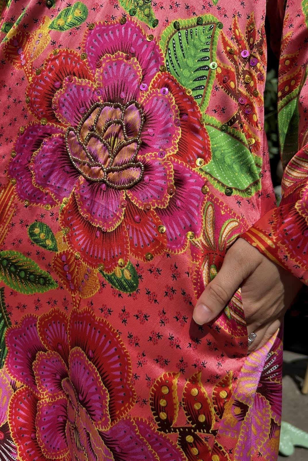 Robe midi Gold & Silver - détail poche