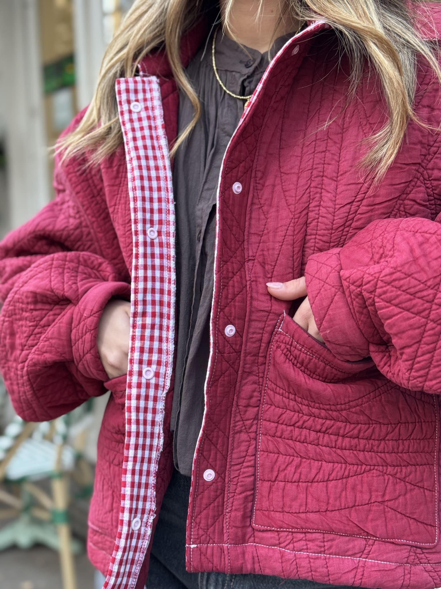 Veste rouge upcyclée Engagés Engagées