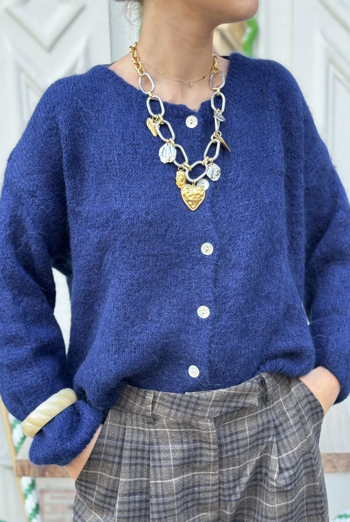 Gilet bleu marine en alpaga