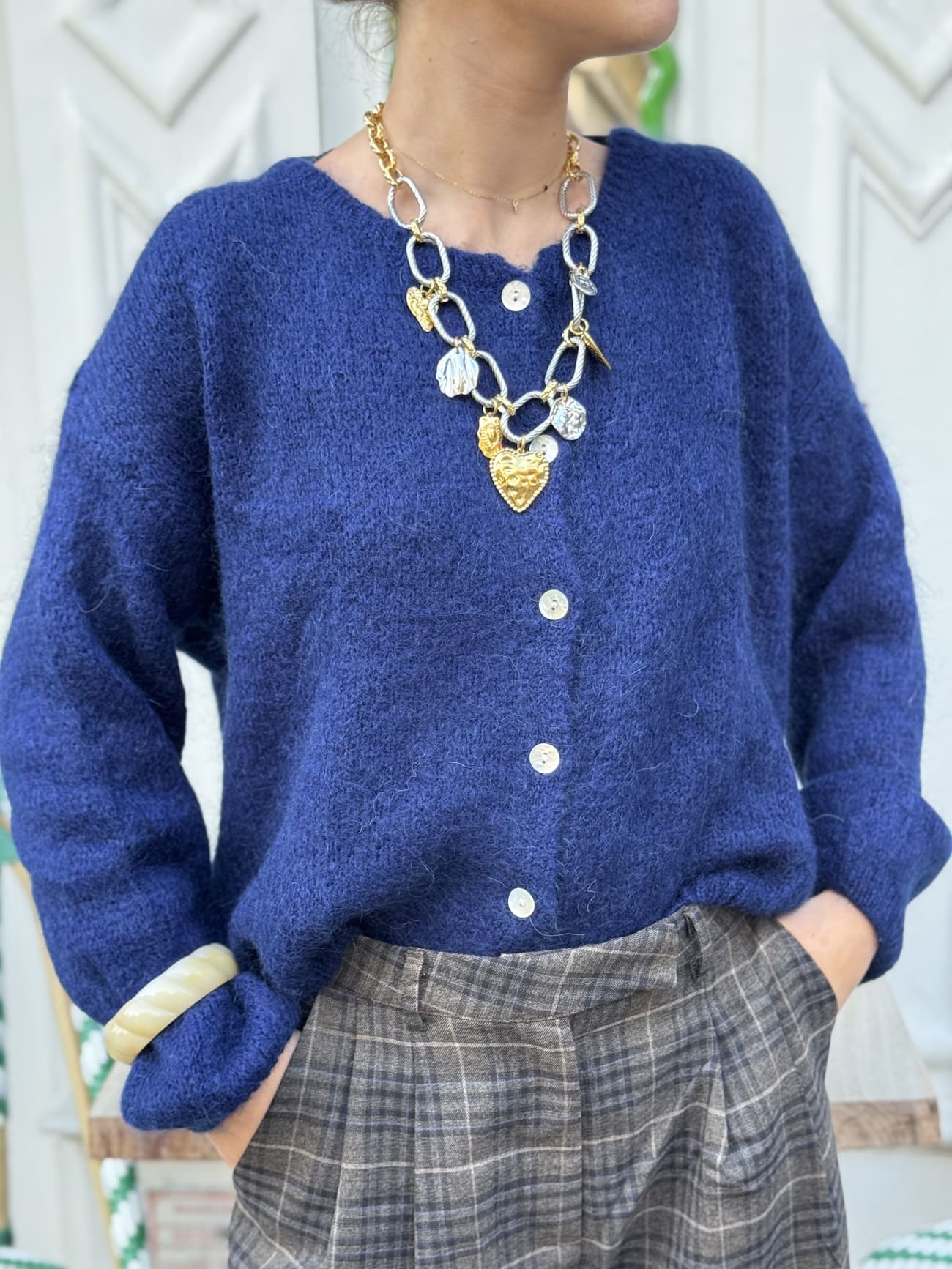 Gilet bleu marine en alpaga