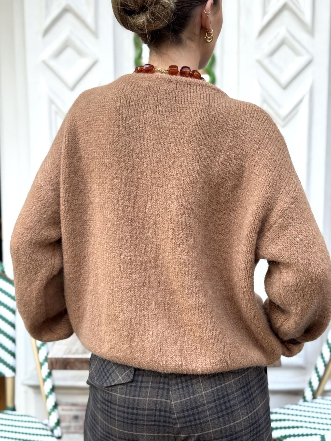 Gilet alpaga camel vue de dos