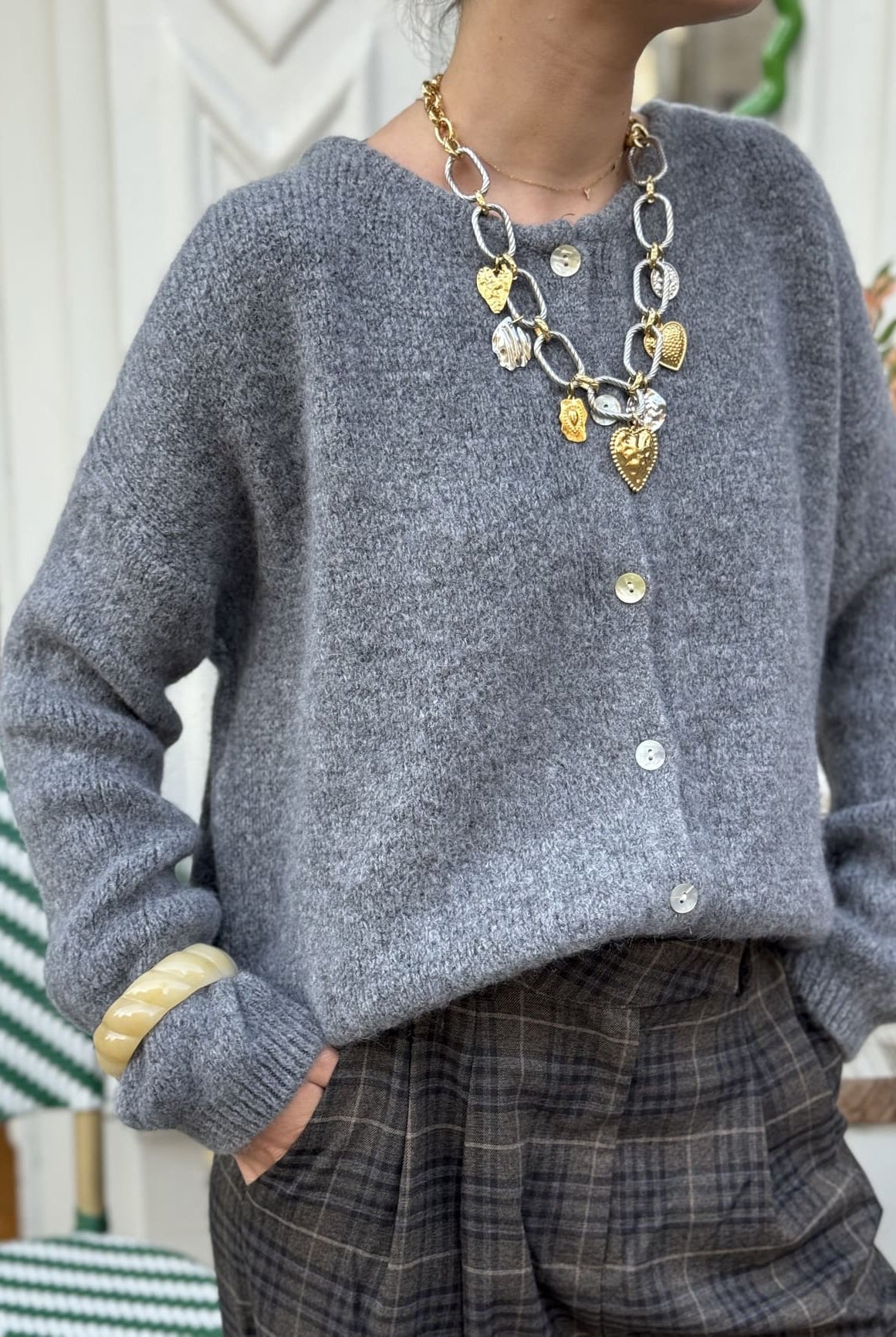 Gilet gris en alpaga