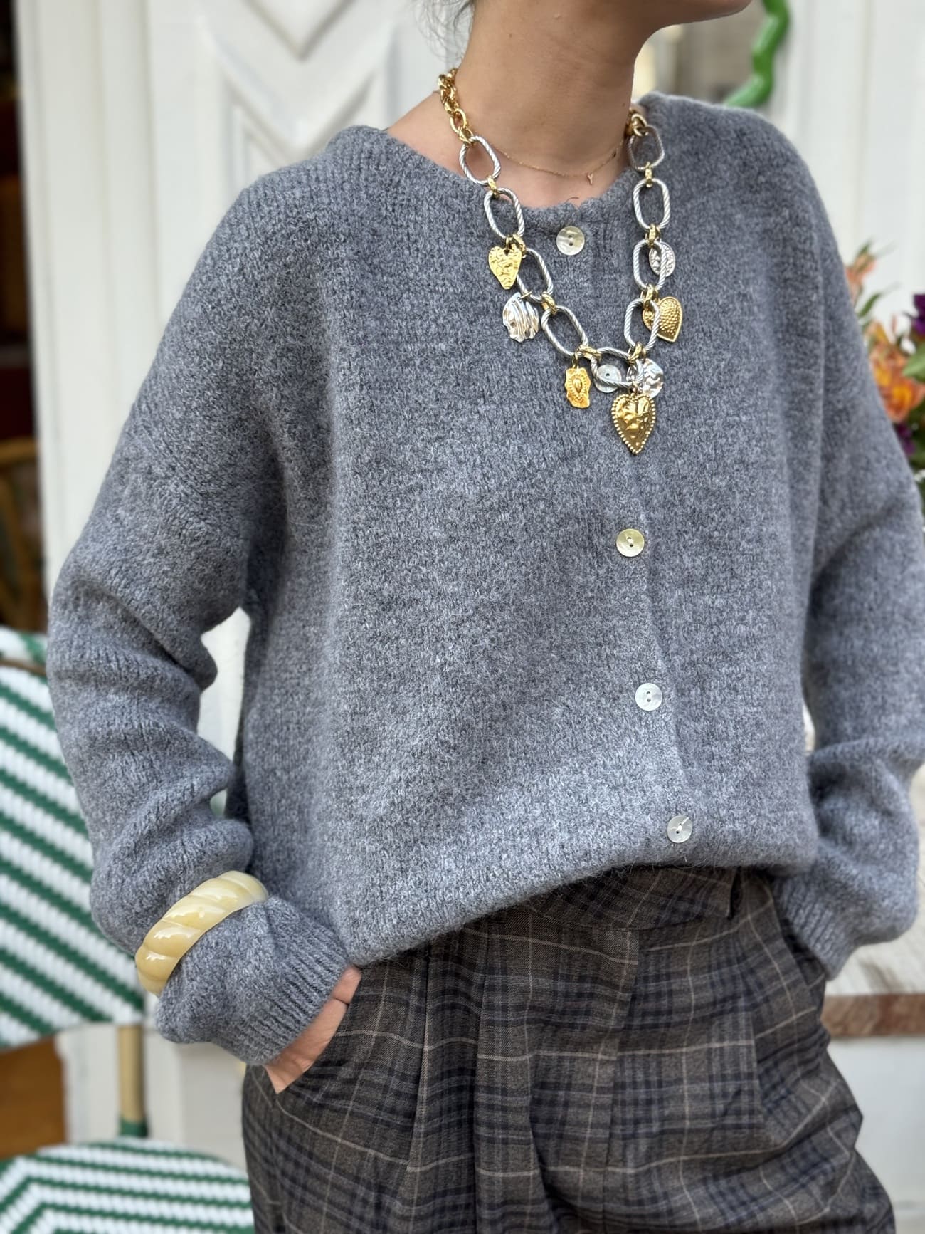 Gilet gris en alpaga