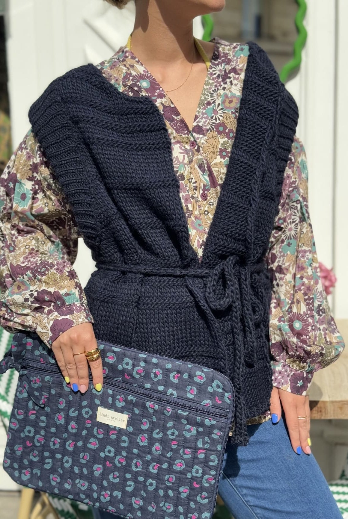 Gilet sans manche bleu marine vu de face