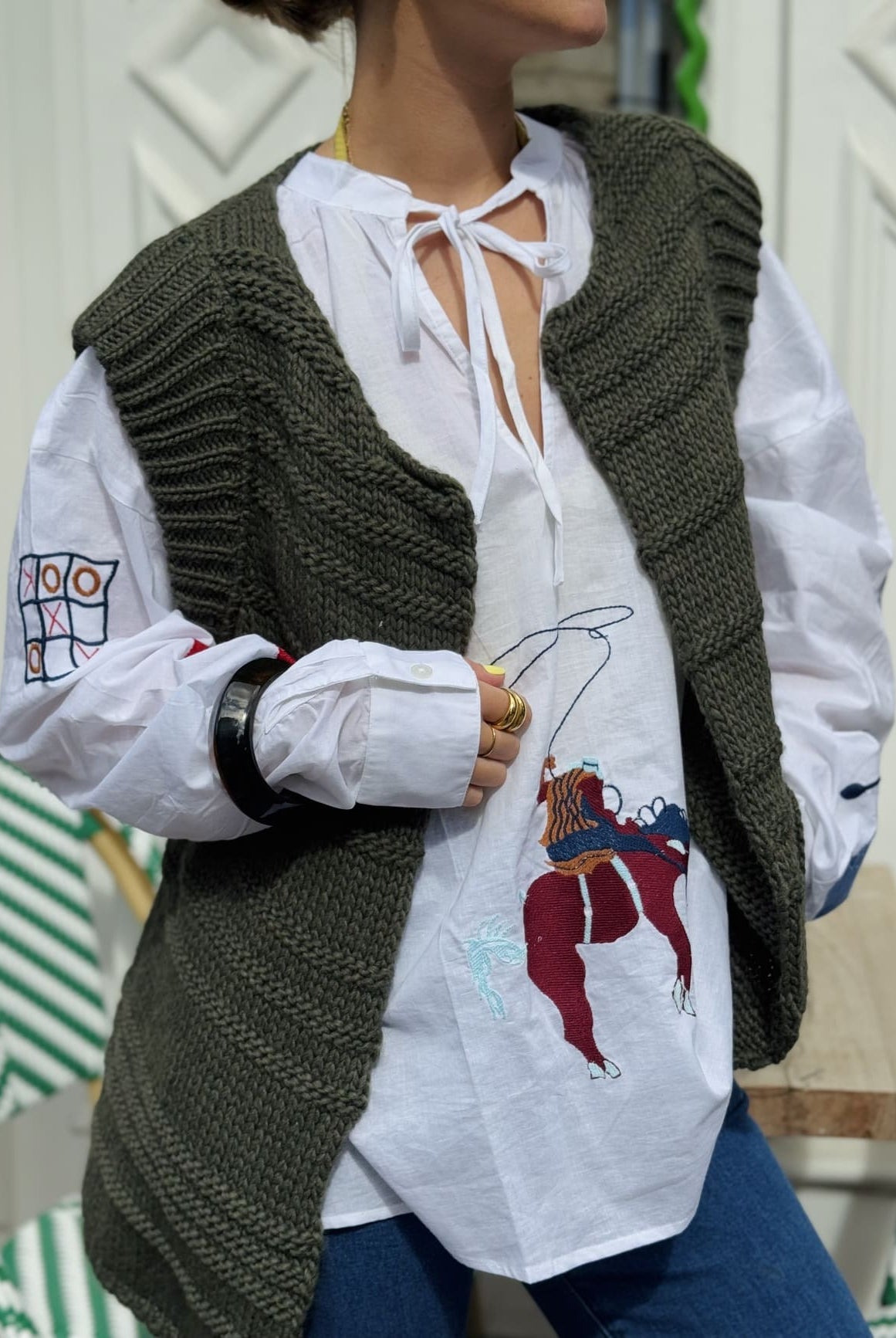 Gilet sans manche kaki vu de face