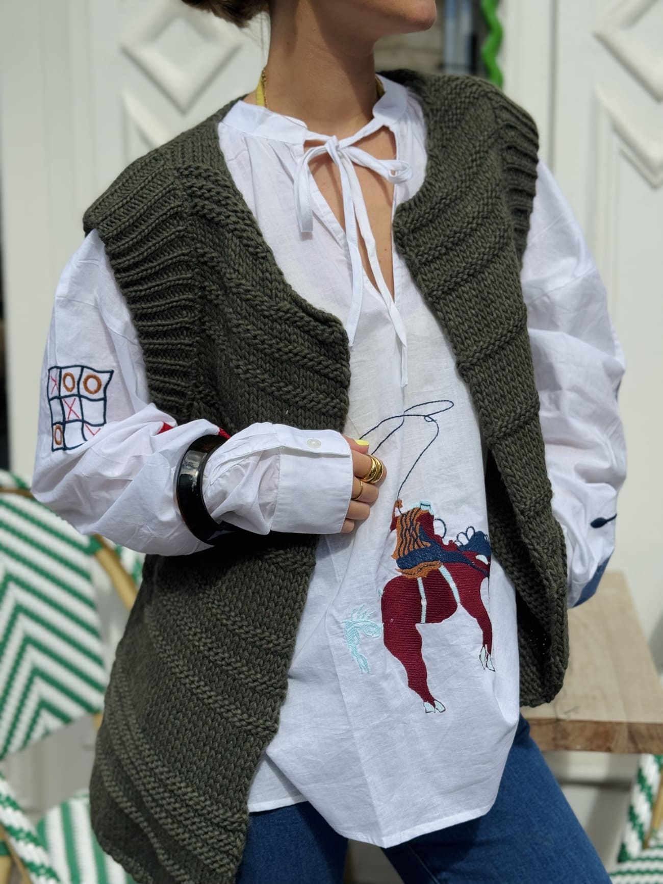 Gilet sans manche kaki vu de face