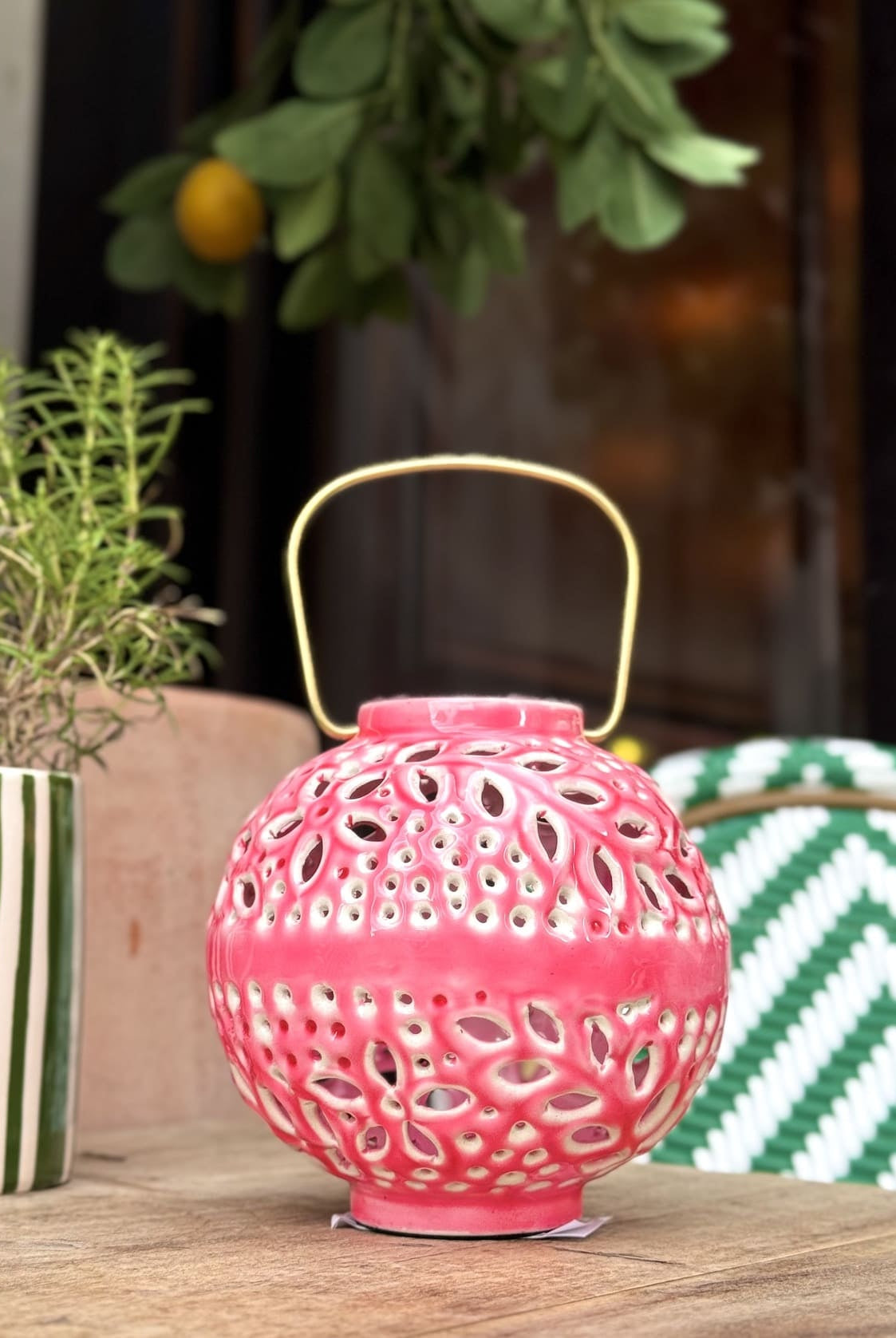 Lanterne décorative Cordoba rose – vue de face