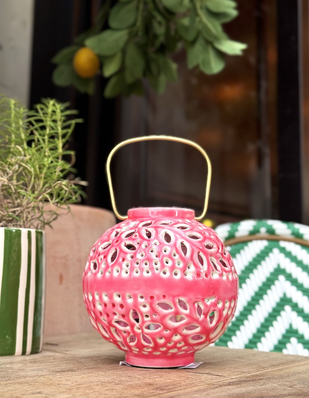 Lanterne décorative Cordoba rose – vue de face