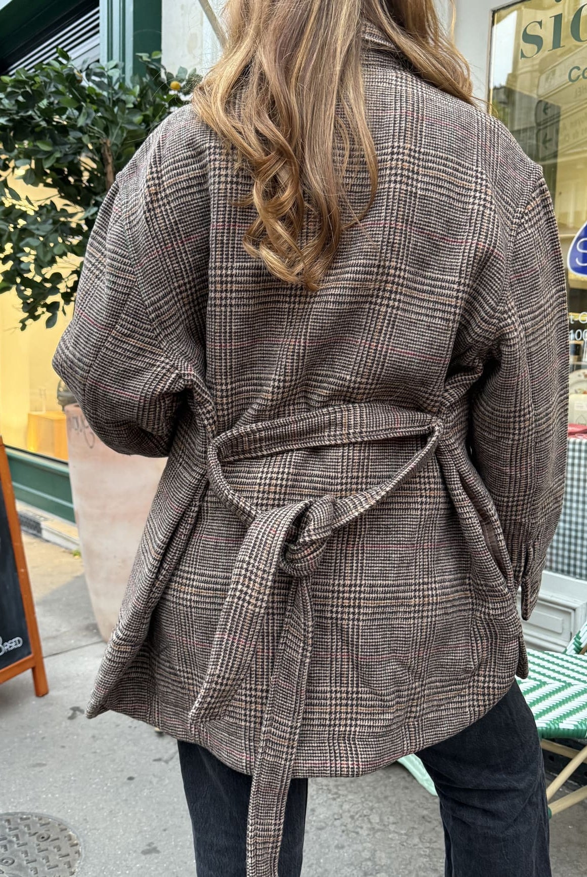 Manteau femme prince de galles de dos