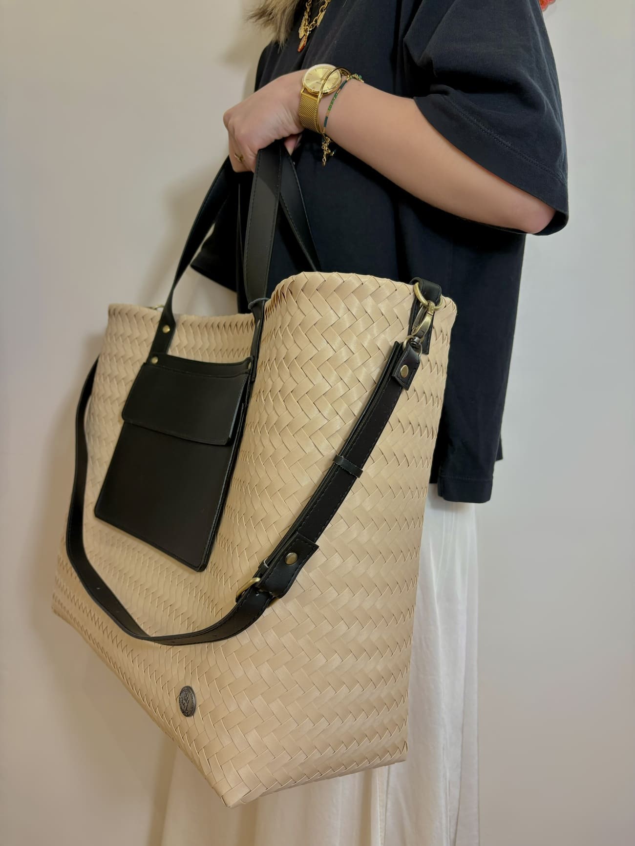 Panier Percey Handed By porté main – format XXL, pratique et élégant avec pochette extérieure
