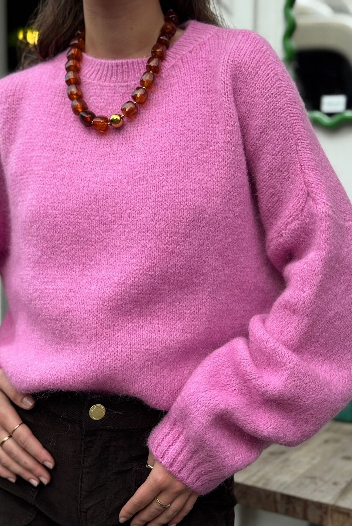Pull rose avec mohair