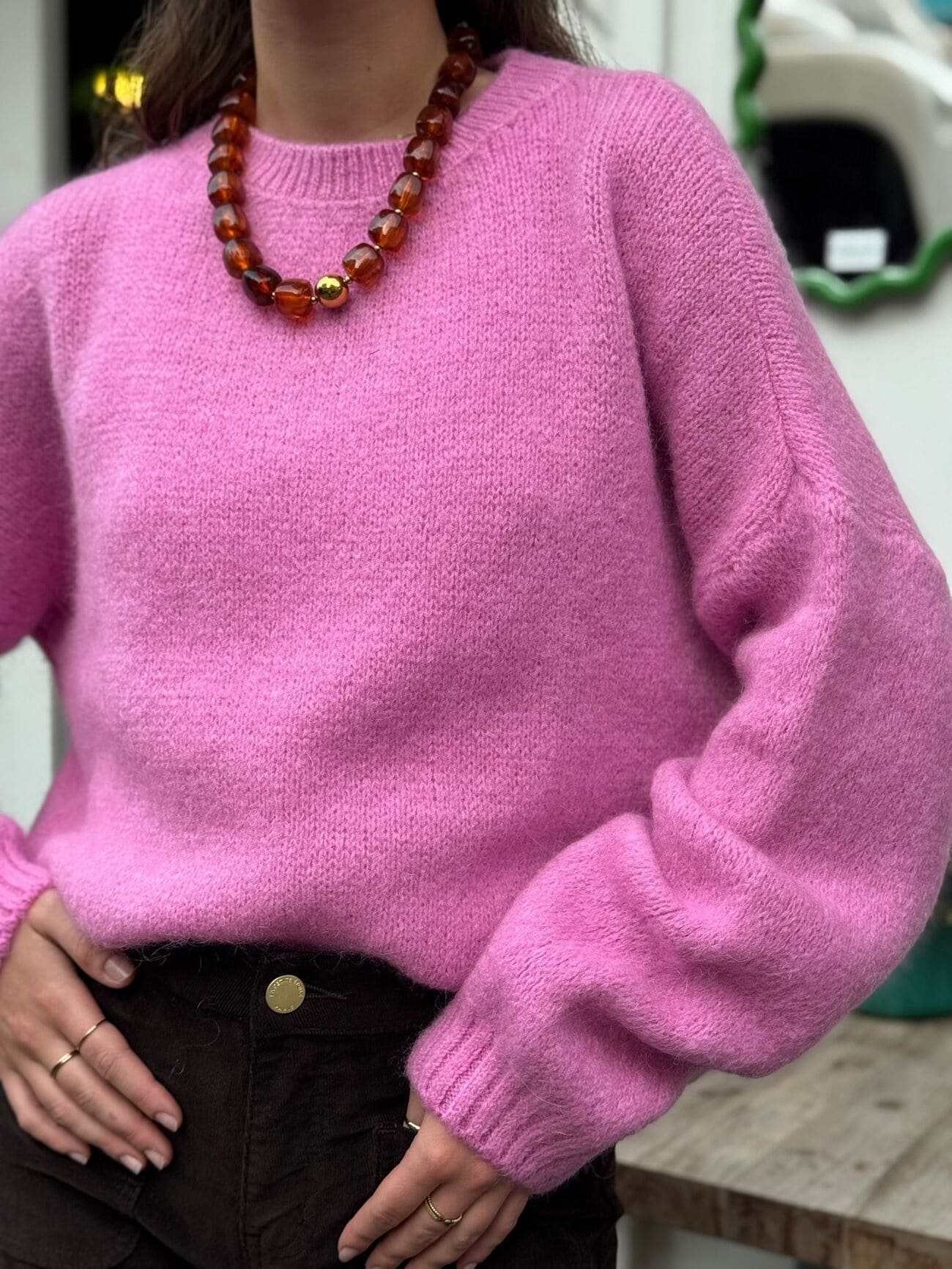 Pull rose avec mohair