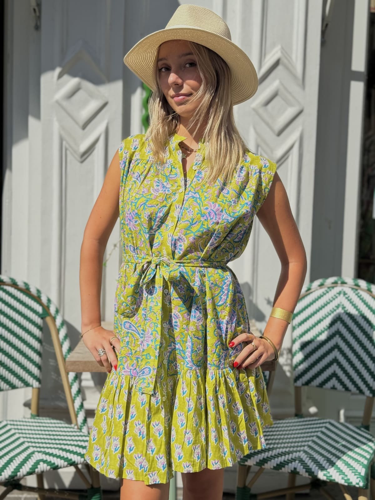 Robe en coton verte – vue de face