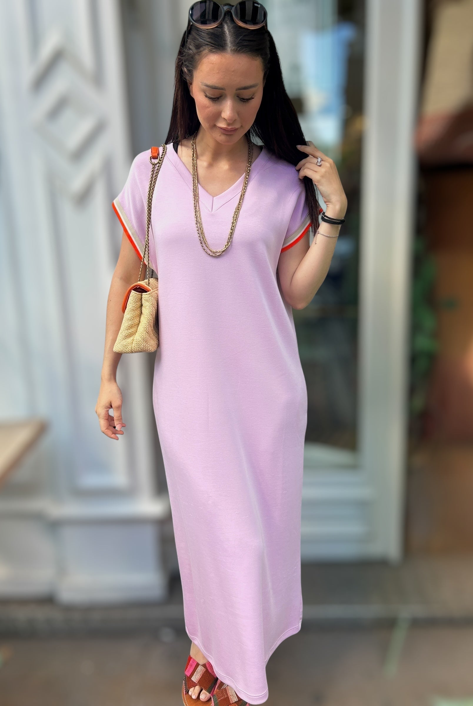 Robe longue tee-shirt rose