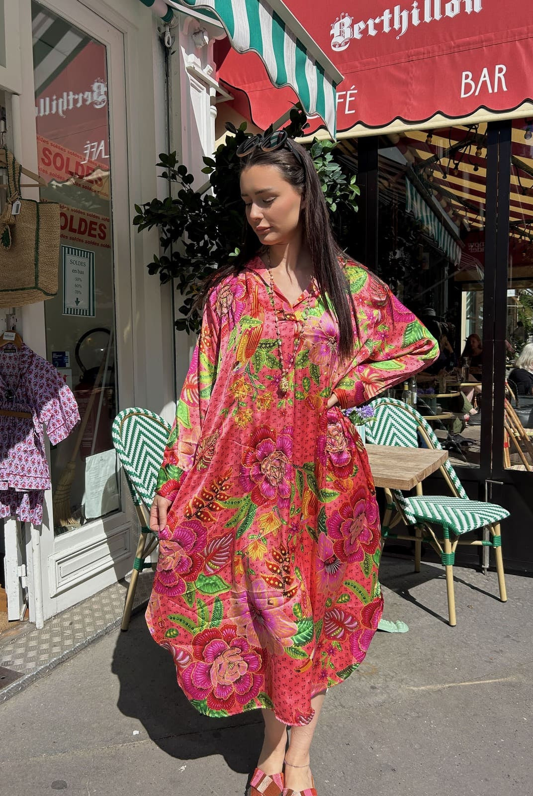 Robe rose midi Gold & Silver