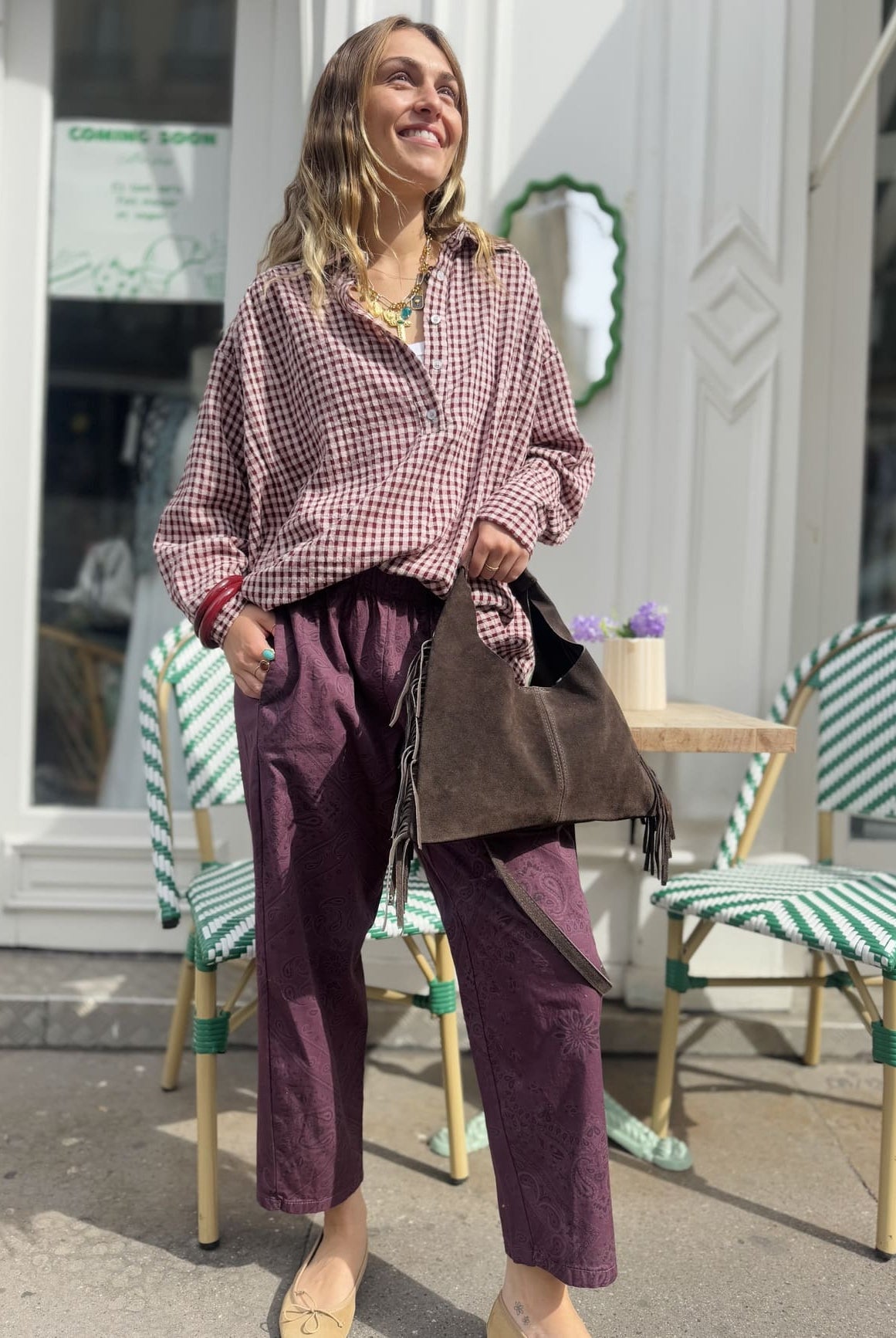 Sac en daim à franges marron foncé