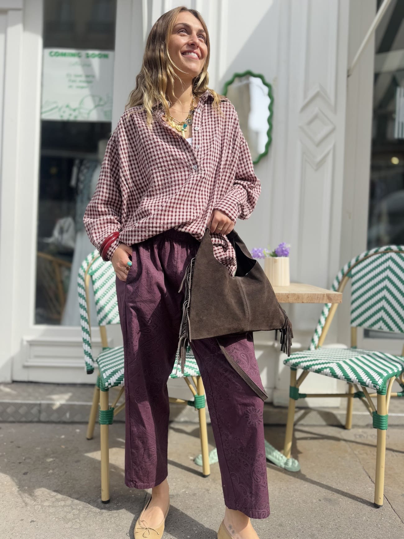 Sac en daim à franges marron foncé