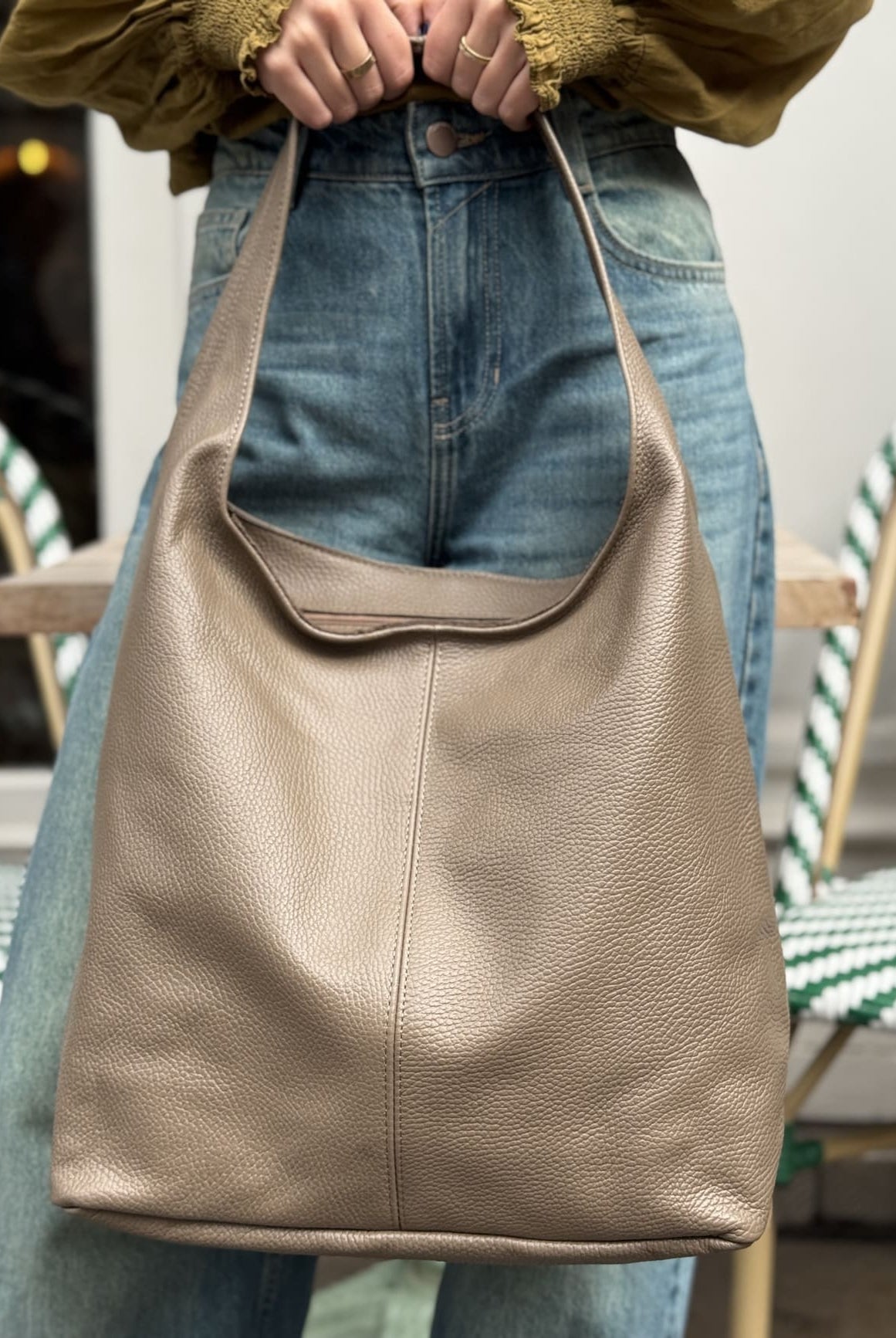 sac en cuir taupe lune