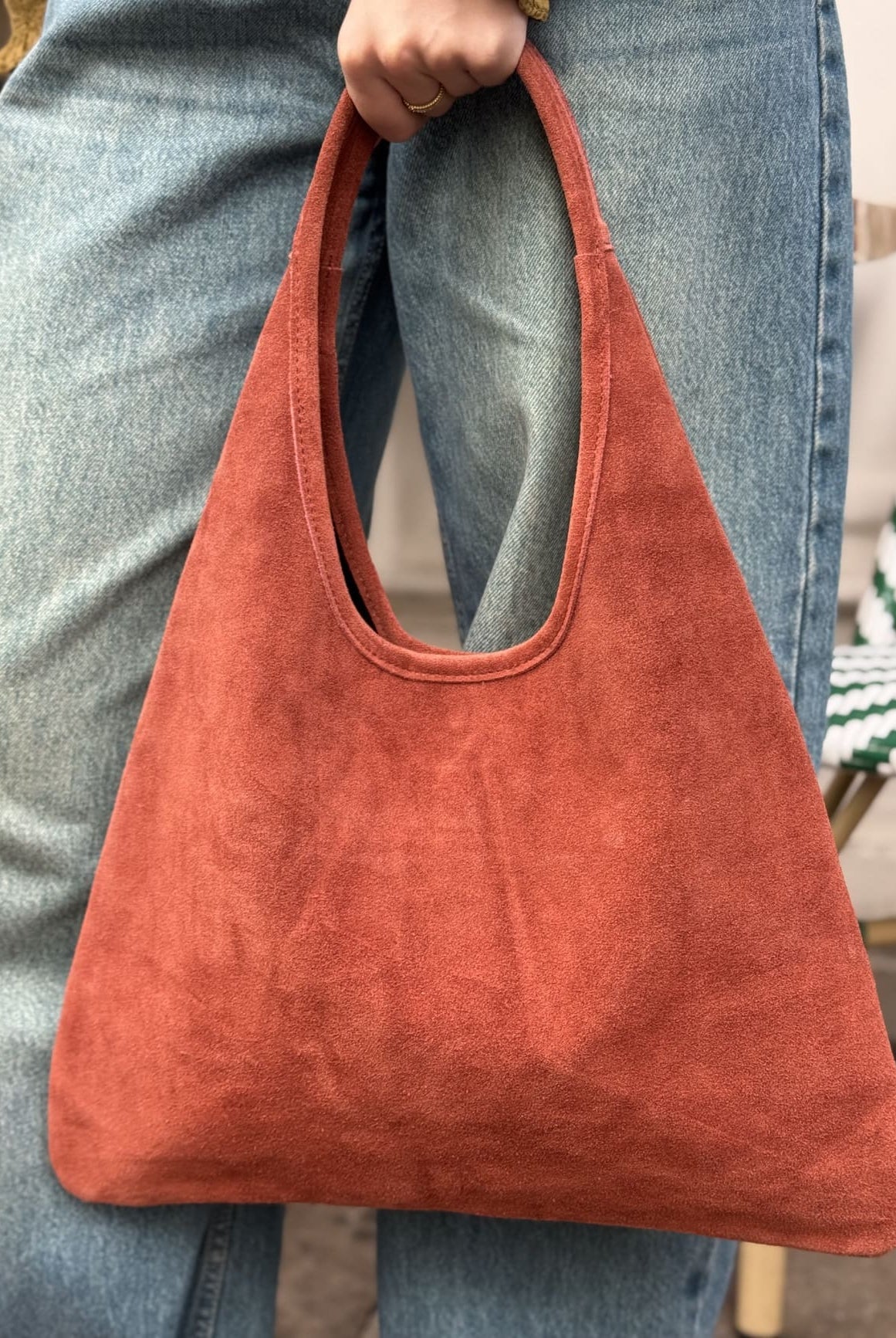 sac lune en daim rouille