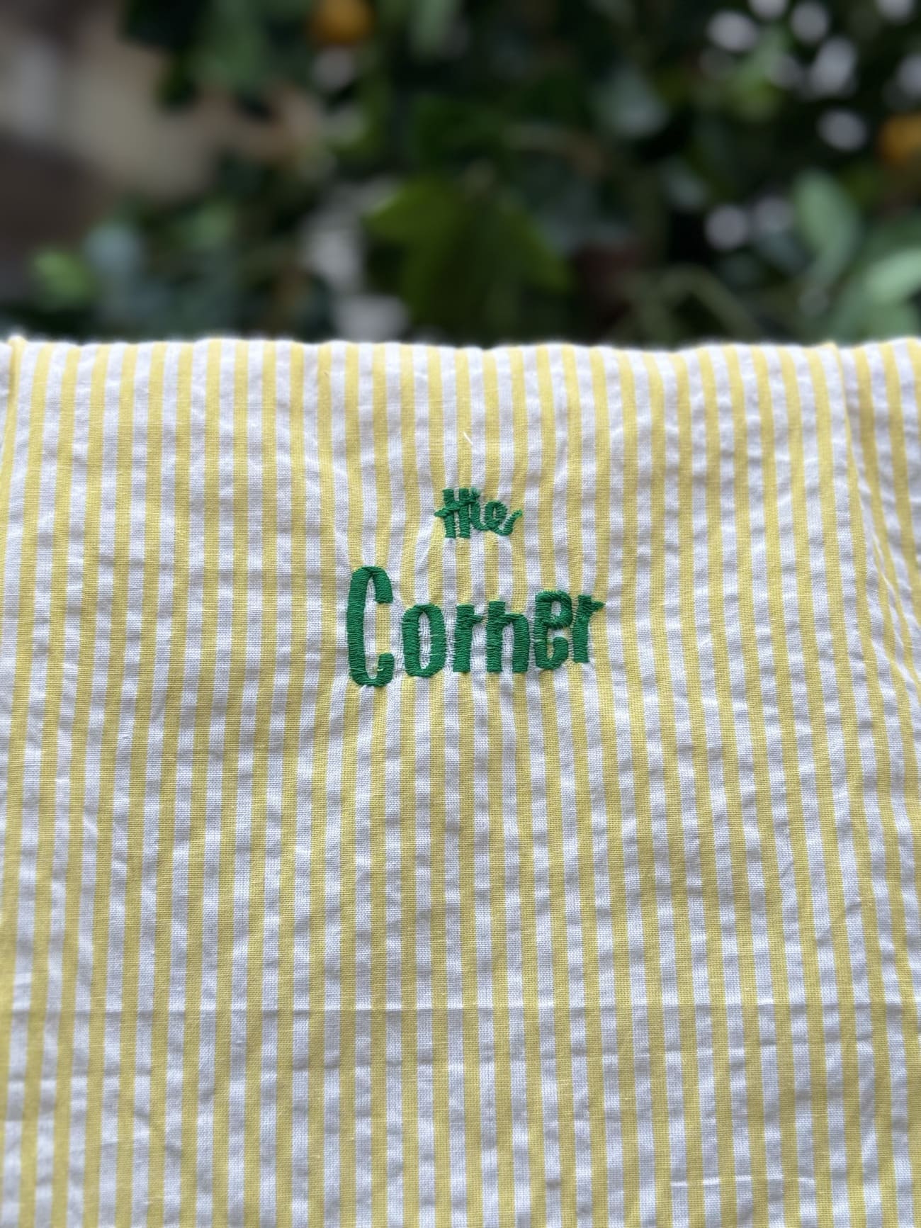 Tote bag personnalise à rayures jaunes