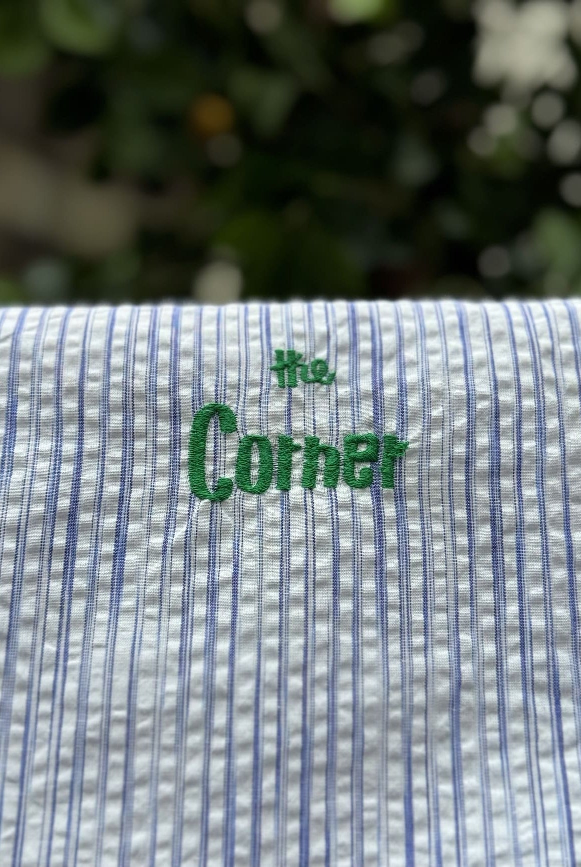 Tote bag personnalise rayures bleu