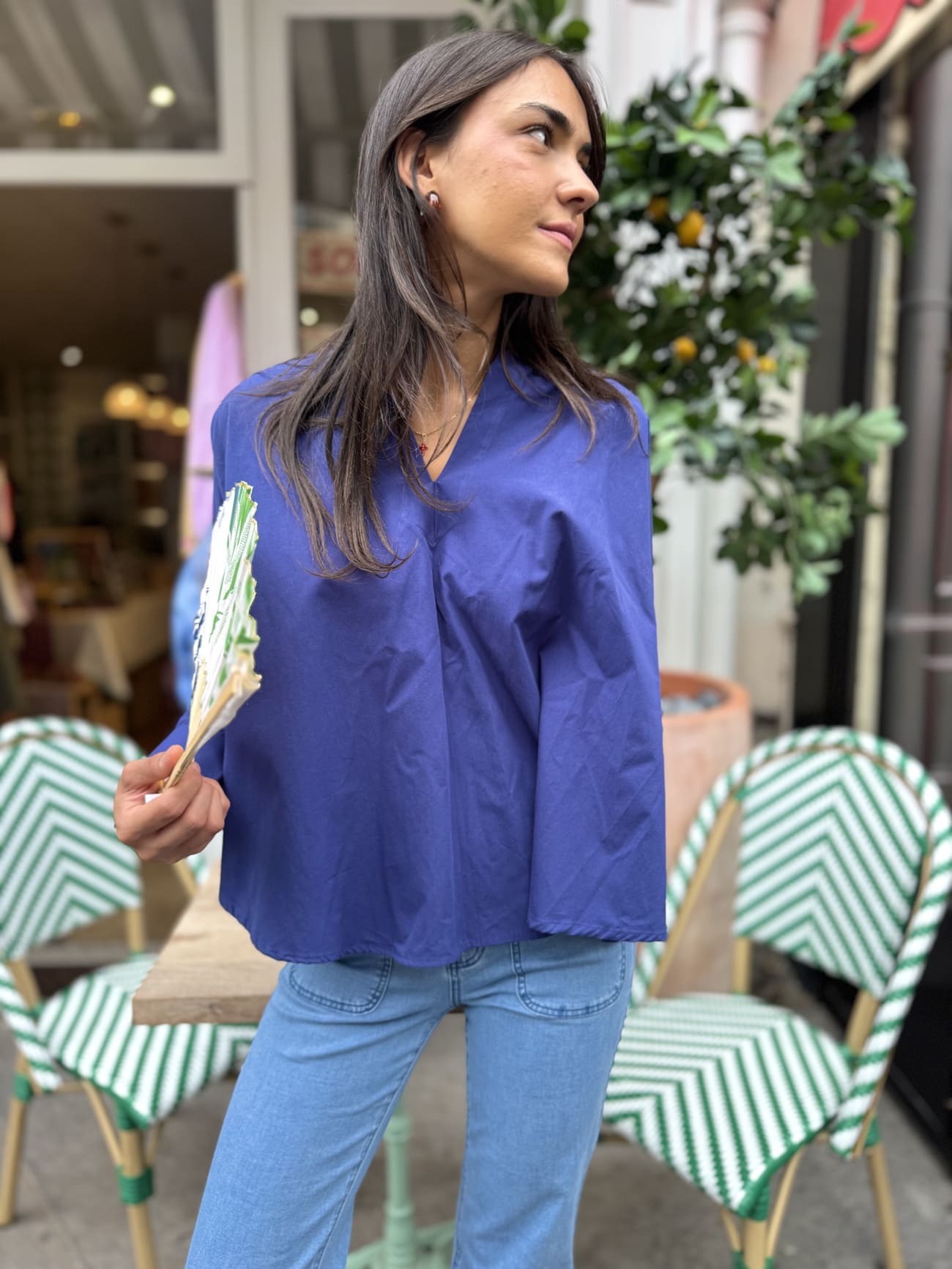 Tunique femme en coton bleu foncé