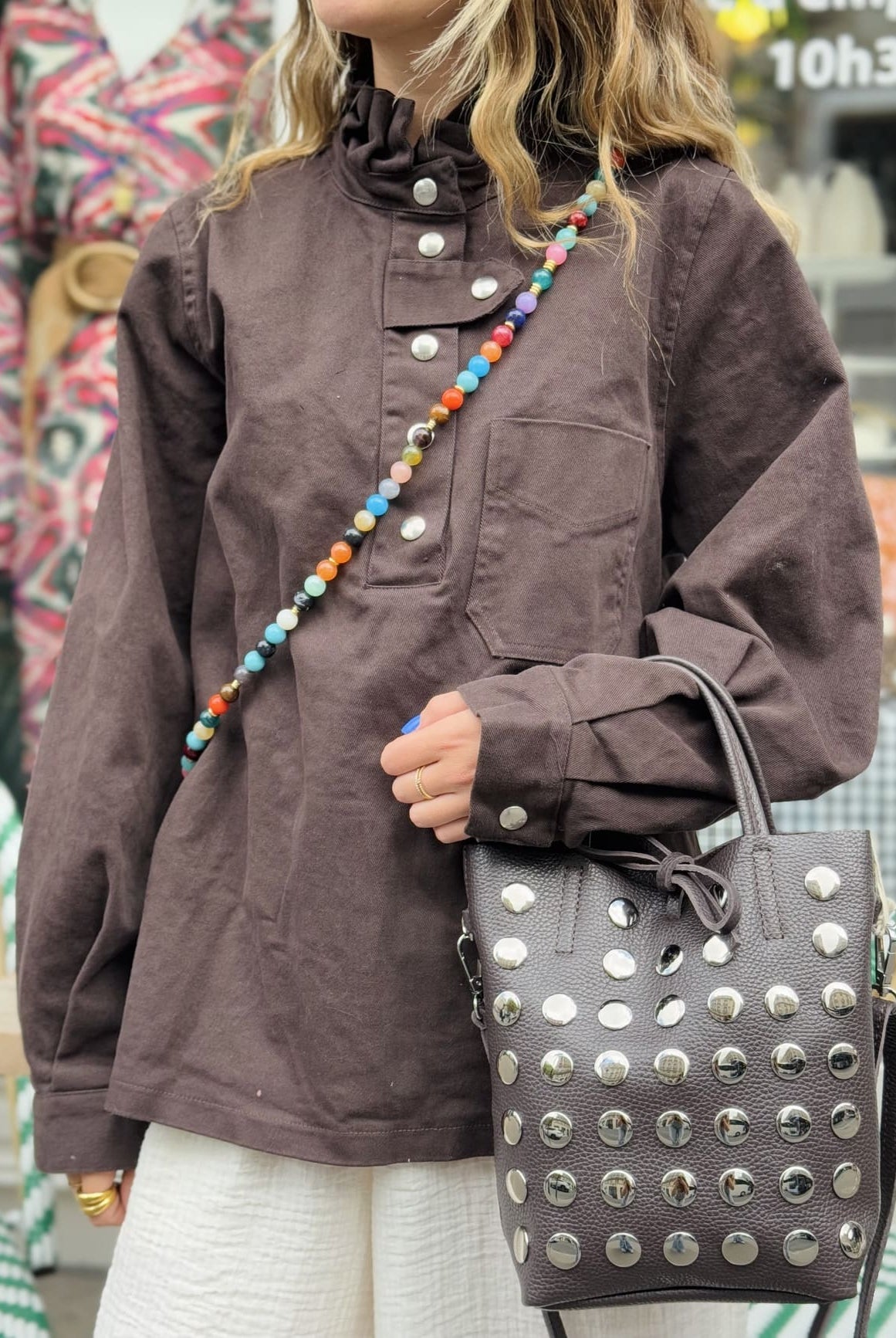 Vareuse en jean chocolat face