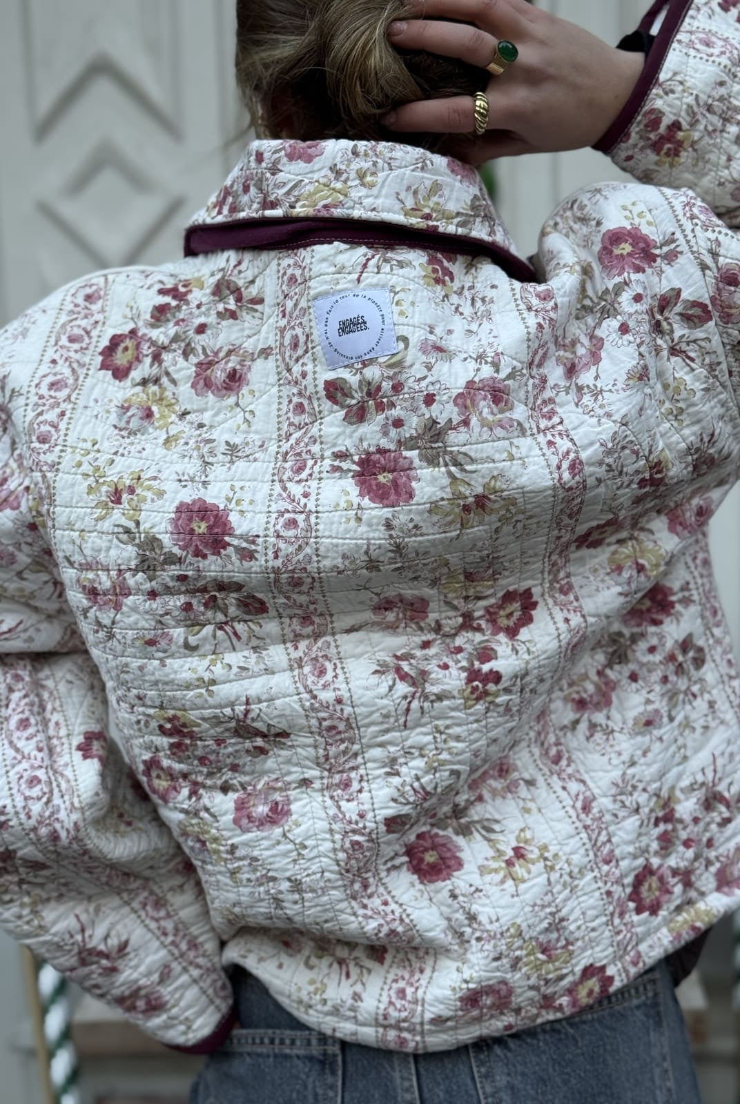 veste boutis rose fleurs de dos