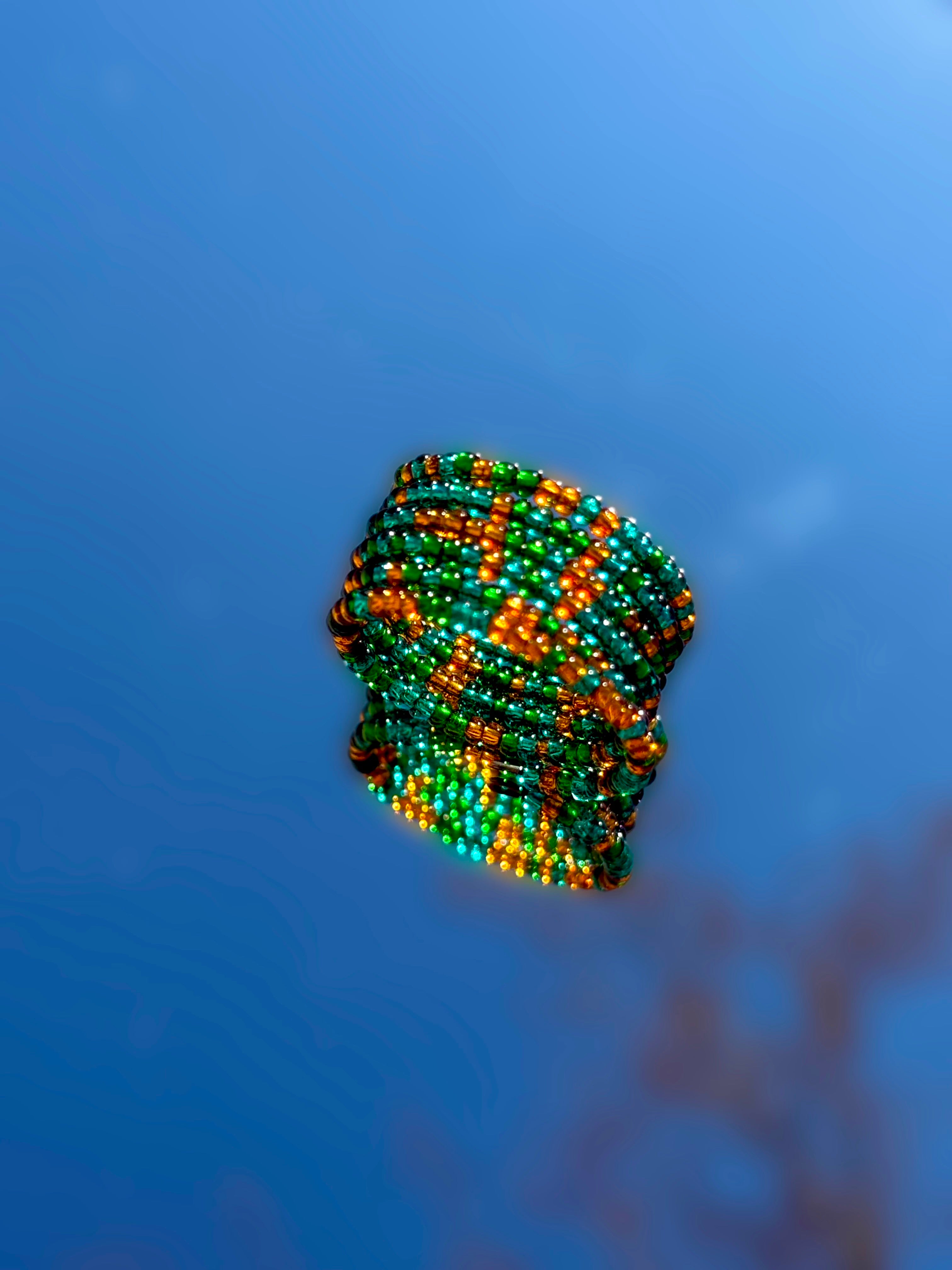 Bague-perles de verre-multi-kharmari