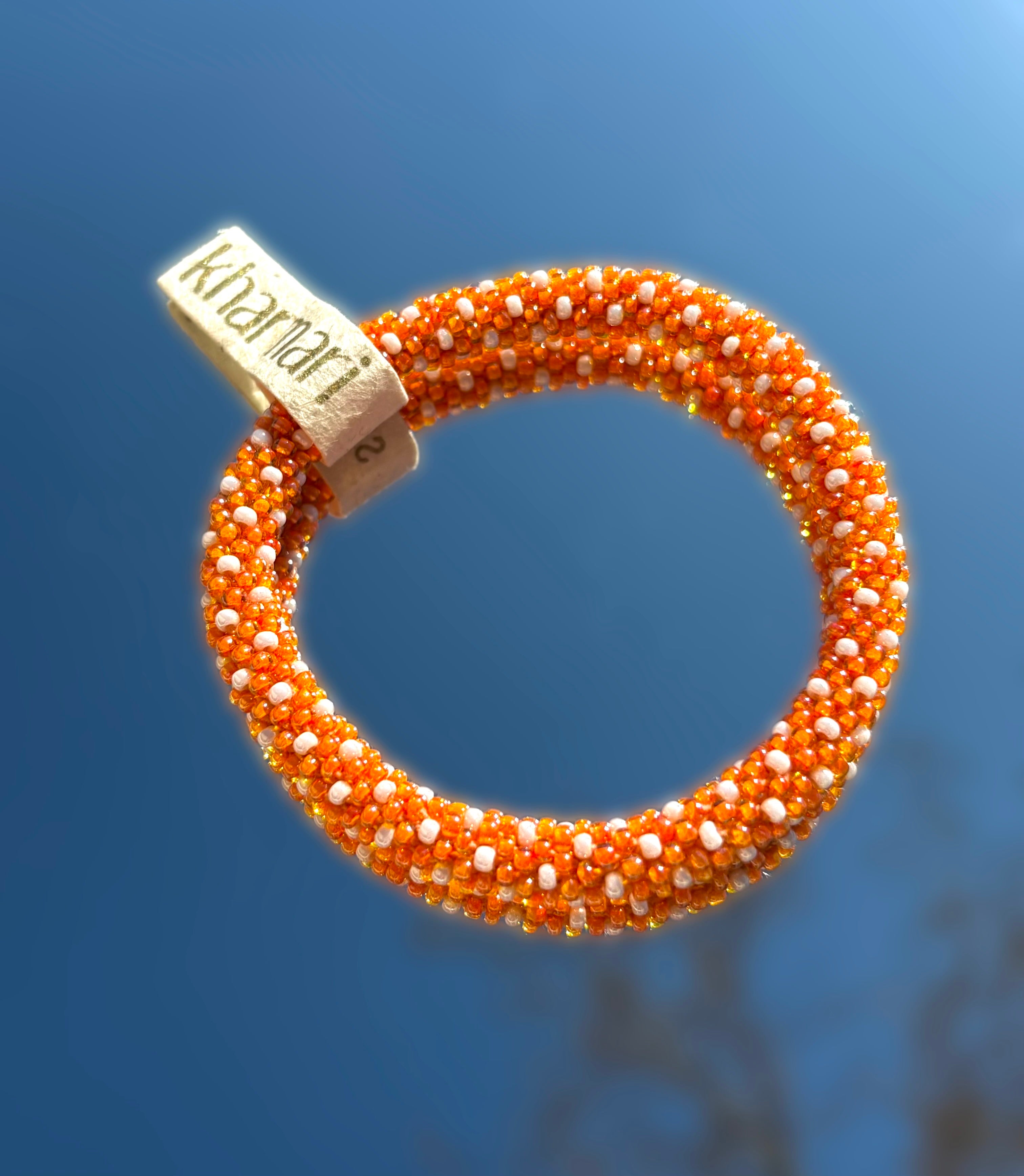 Bracelet-perle de verre-orange