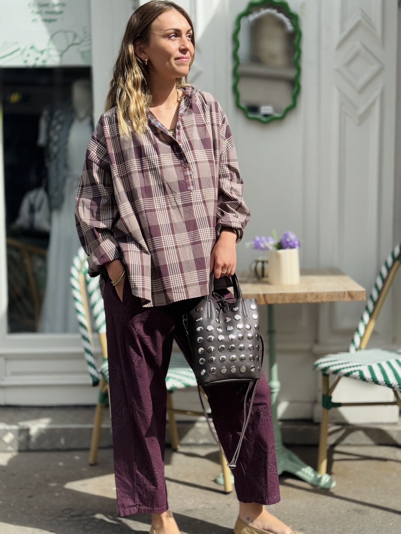 Chemise écossaise marron femme style bohème chic