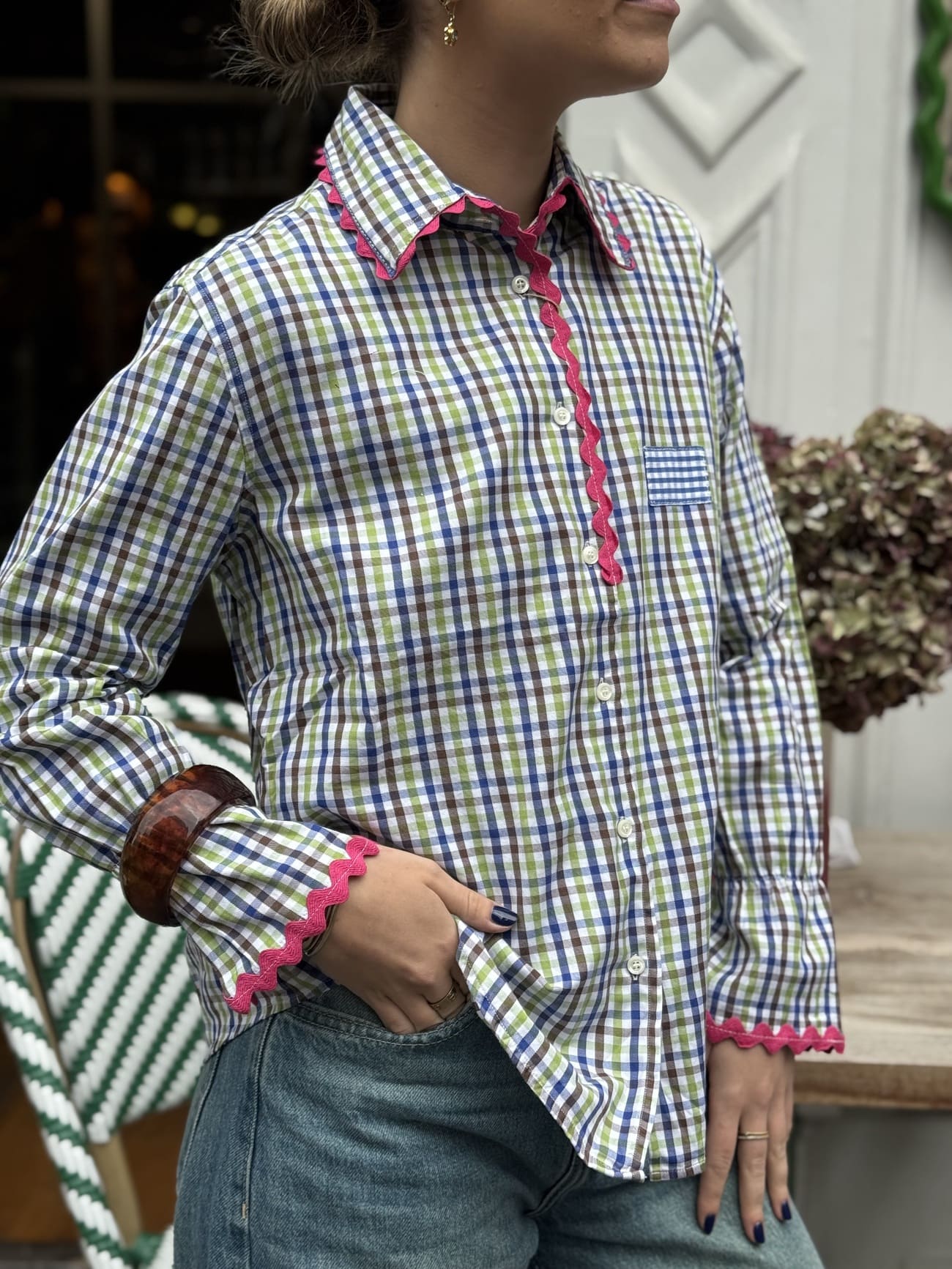 Chemise « Carreaux Acidulés vue de face