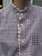 Détail du motif vichy et finitions de la chemise bohème chic