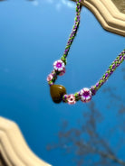 Cordon tressé pour femme avec perle coeur