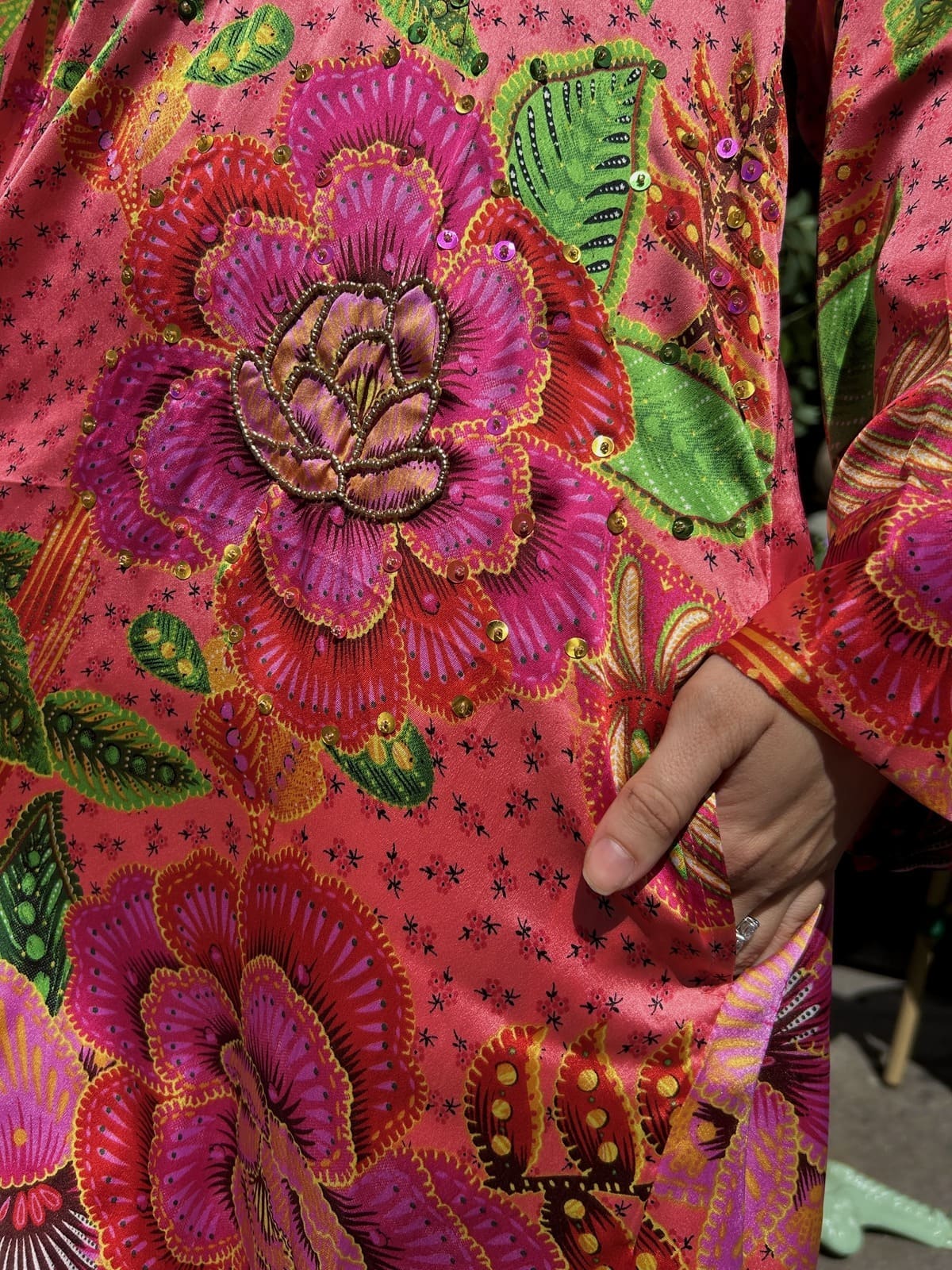 Robe midi Gold & Silver - détail poche