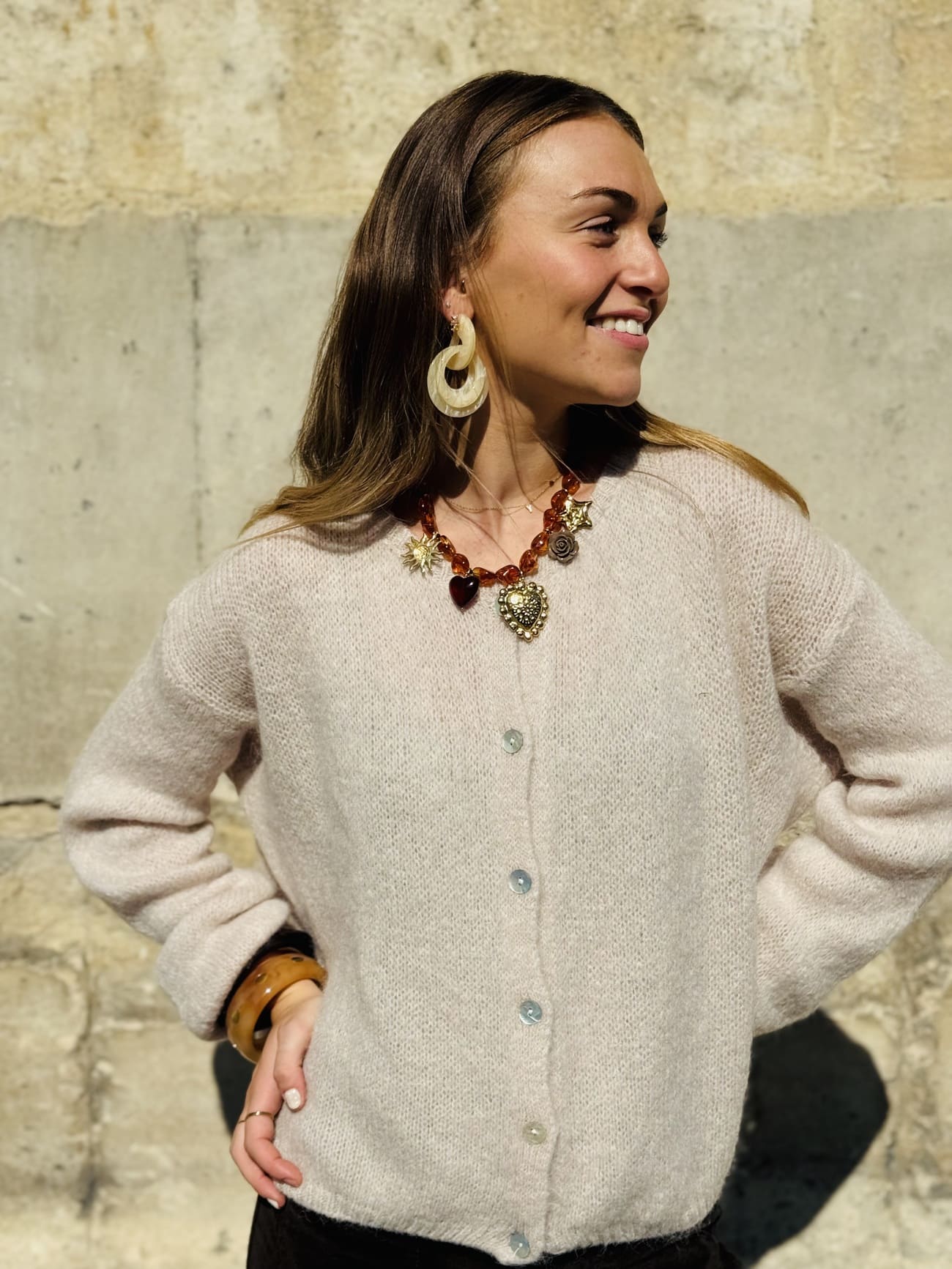 Gilet en mohair beige vu de face