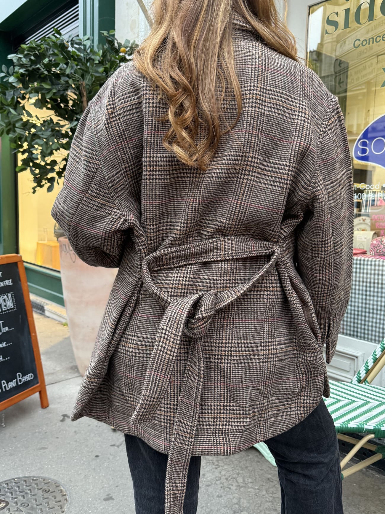 Manteau femme prince de galles de dos