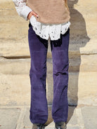 Pantalon velours bleu marine de face