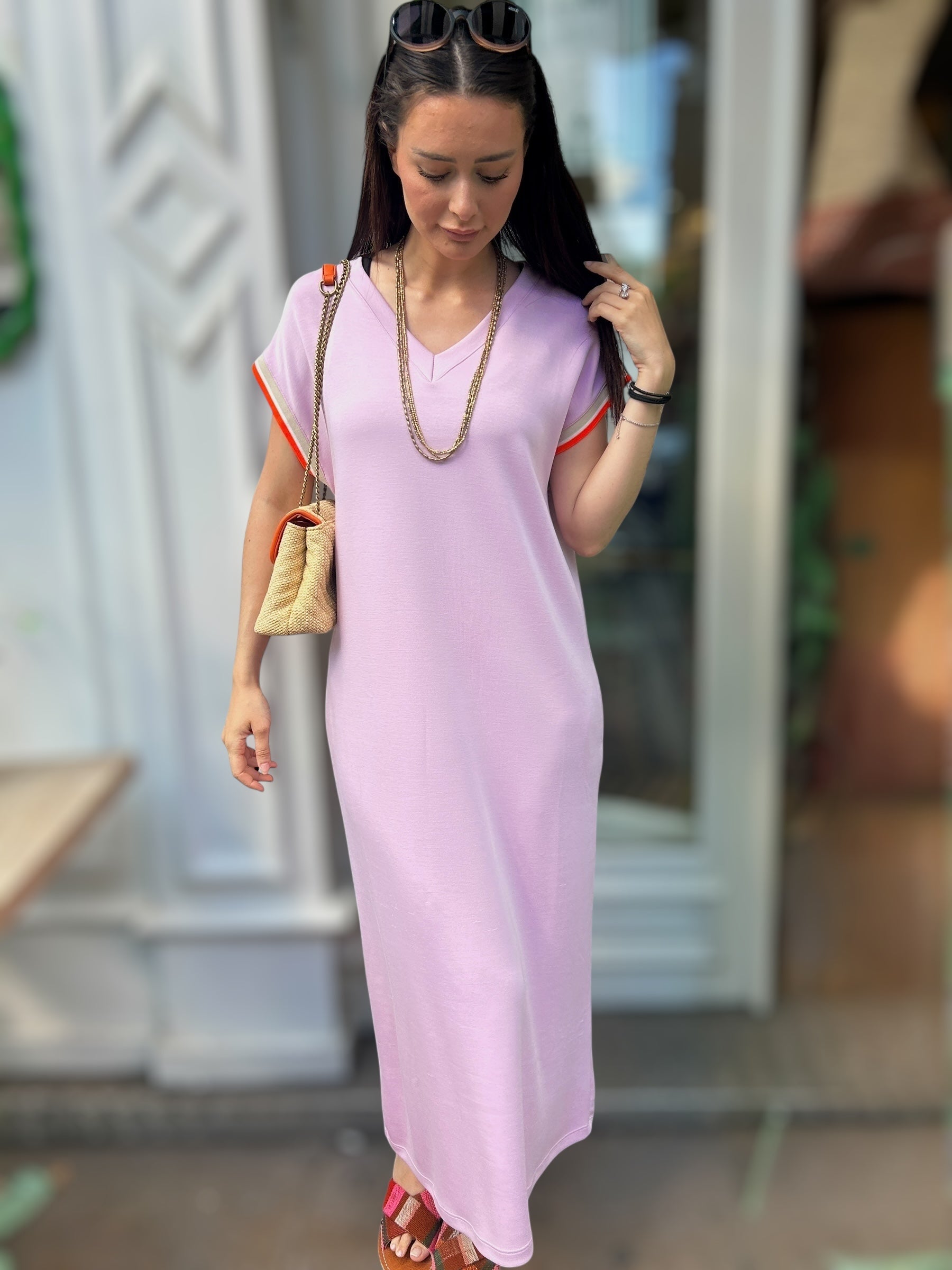 Robe longue tee-shirt rose