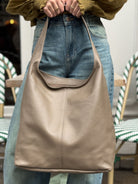 sac en cuir taupe lune
