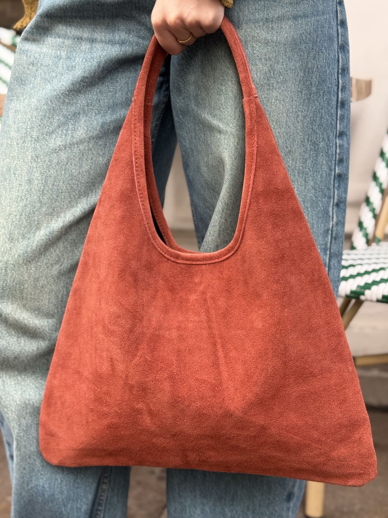 sac lune en daim rouille