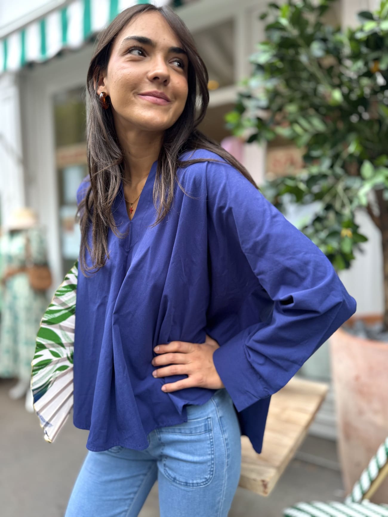 Tunique femme en coton - couleur bleu profond