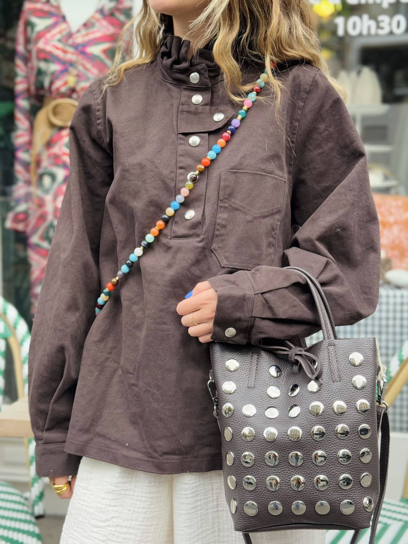 Vareuse en jean chocolat face